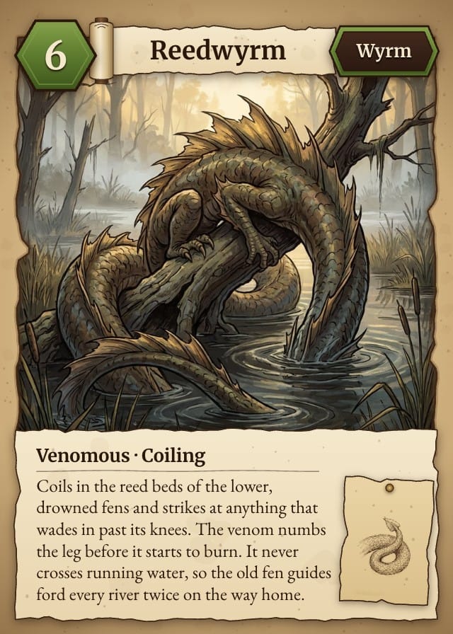 Gloaming Bestiary Board Game Card Template design 3