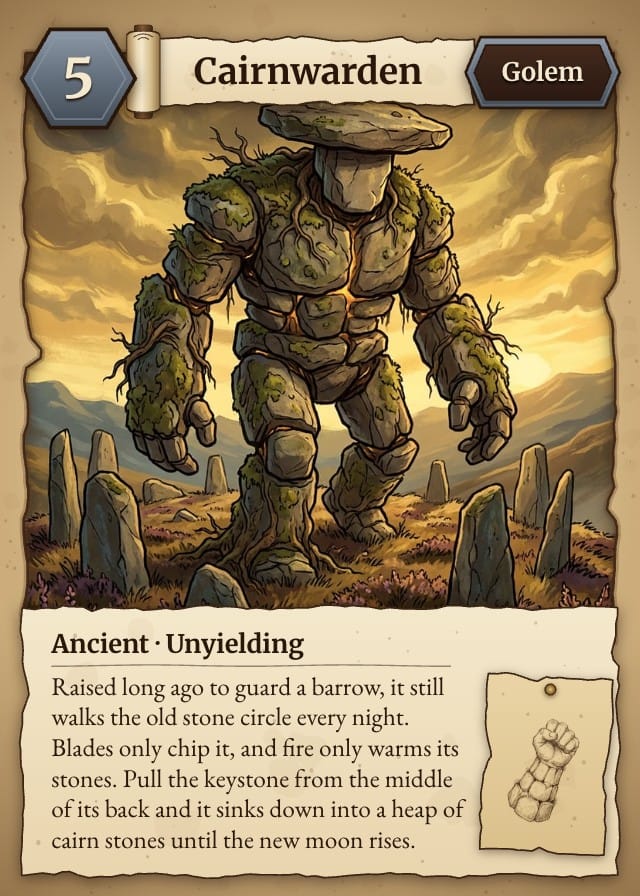Gloaming Bestiary Board Game Card Template design 4