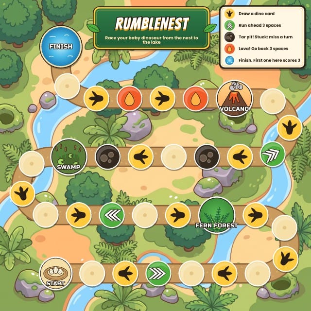 Rumblenest Dinosaur Board Game Template preview