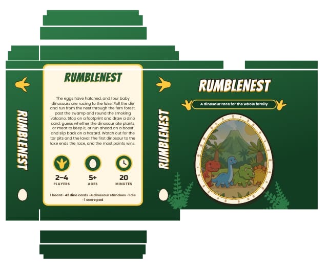 Rumblenest Dinosaur Board Game Template box design 1