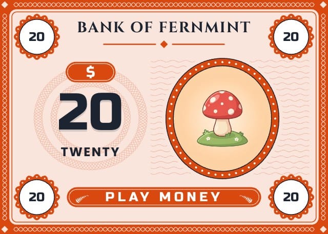 Fernmint Printable Play Money Template design 1