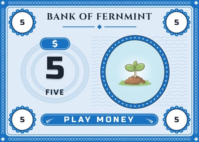 Fernmint Printable Play Money Template design 3