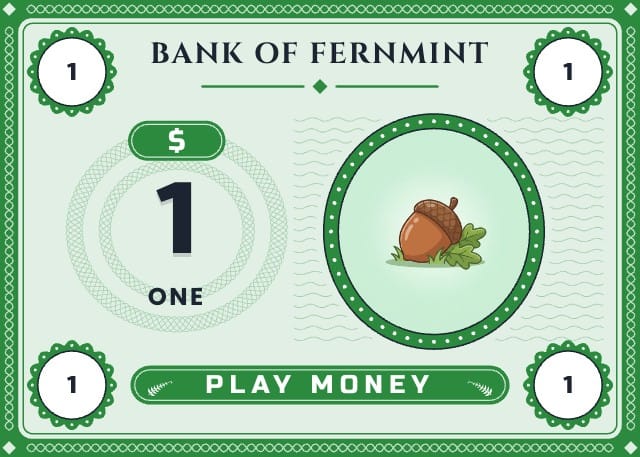 Fernmint Printable Play Money Template design 4