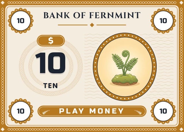 Fernmint Printable Play Money Template design 5