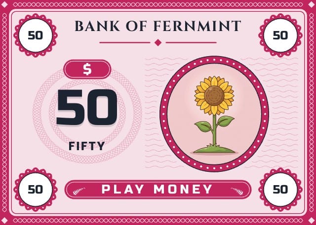 Fernmint Printable Play Money Template design 6