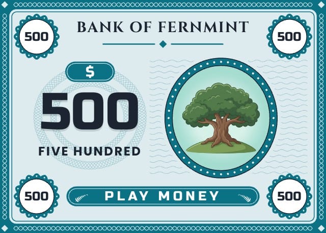 Fernmint Printable Play Money Template design 7