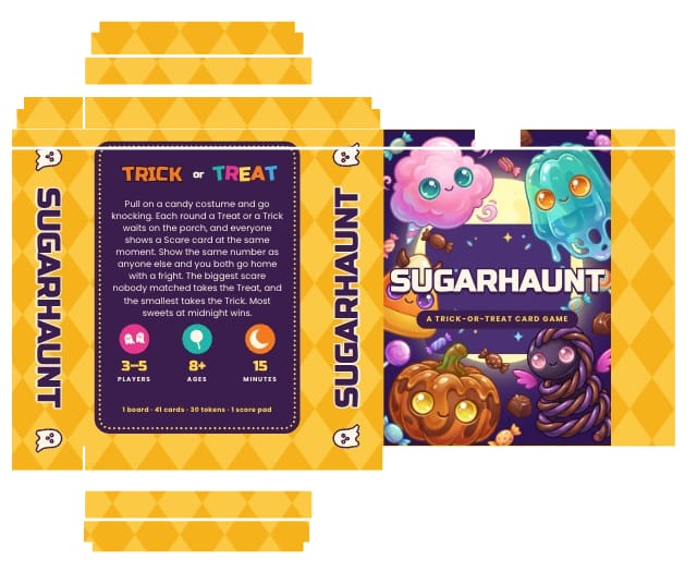 Sugarhaunt Printable Halloween Game Template box design 1