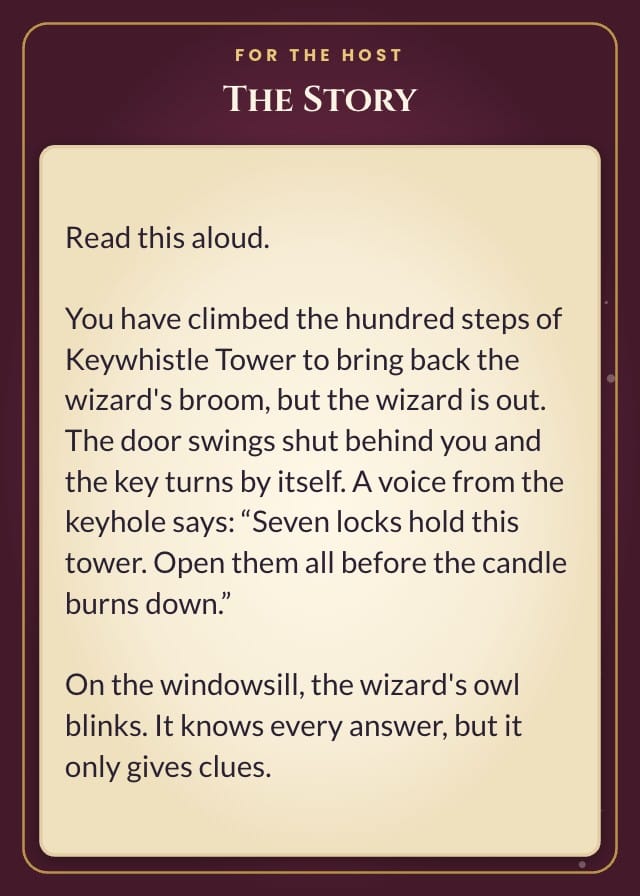 Keywhistle Printable Escape Room Template card design 8