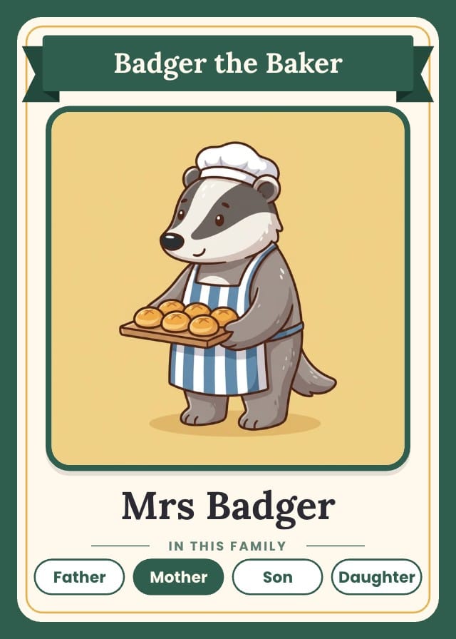 Burrowby Printable Happy Families Card Game Template design 2