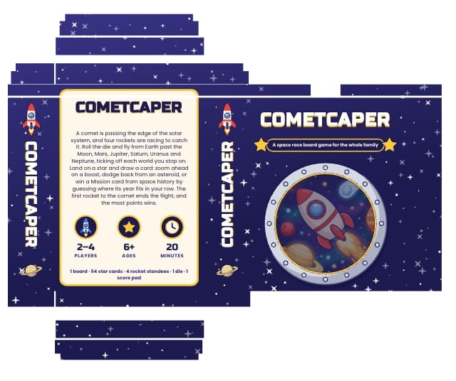 Cometcaper Space Board Game Template box design 1