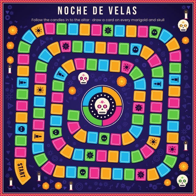 Velada Día de los Muertos Game Template board design 2