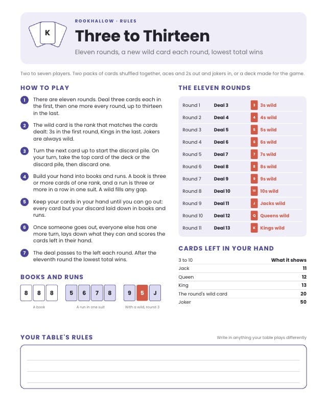 Rookhallow 3-13 Card Game Rules Template preview