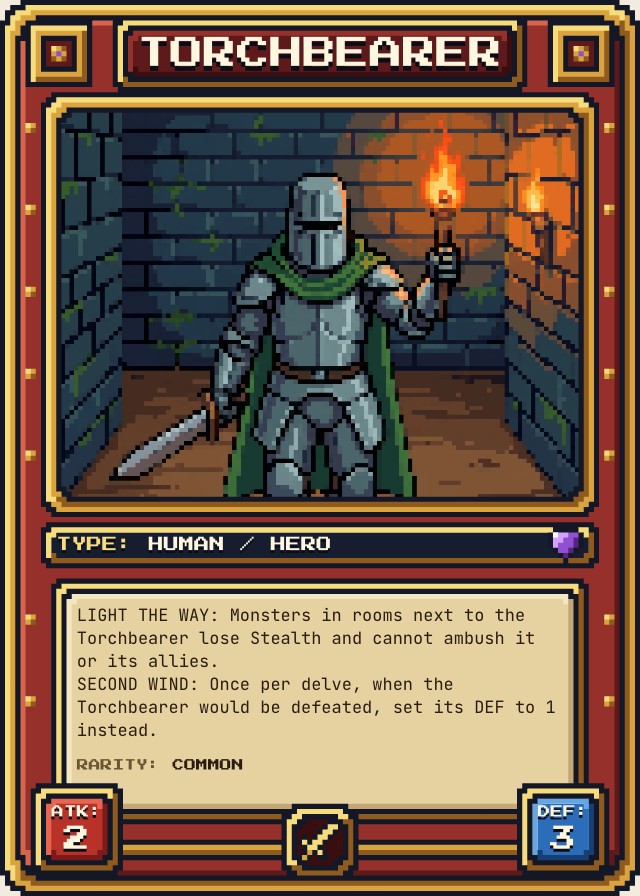 Delve Pixel Art Trading Card Template design 2