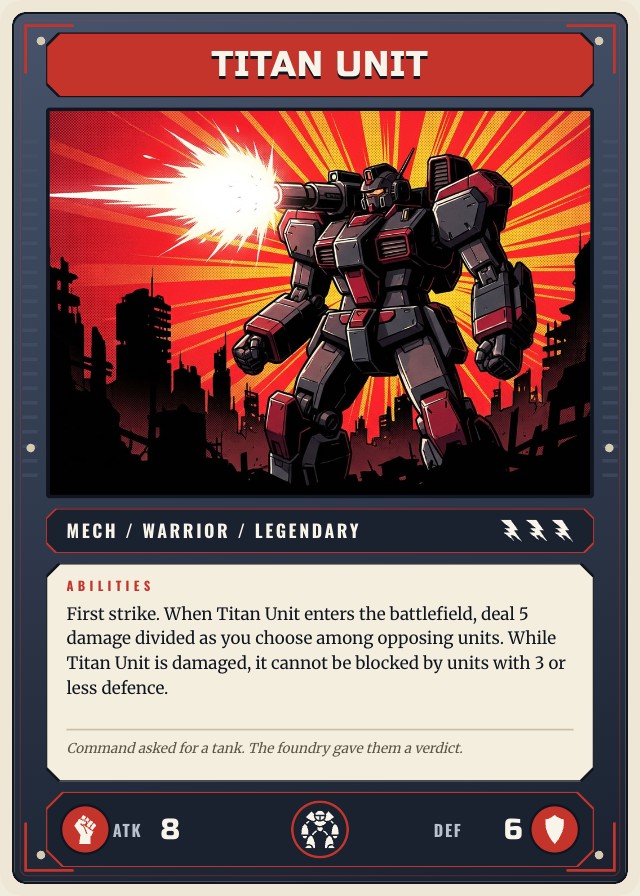 Hardpoint Mecha Trading Card Template design 1