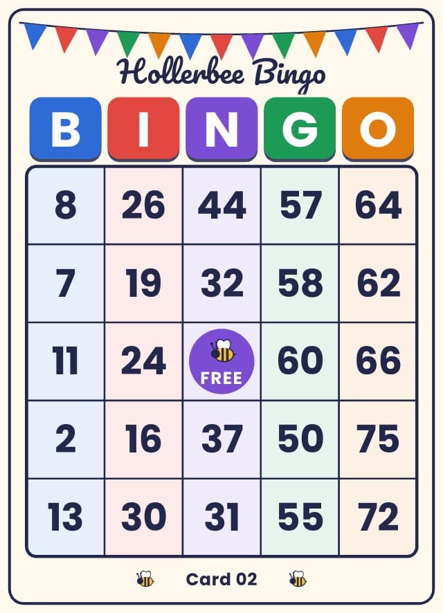 Hollerbee Bingo Card Template mat design 2