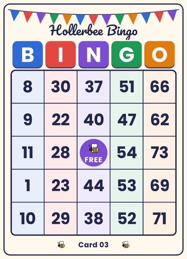 Hollerbee Bingo Card Template mat design 3