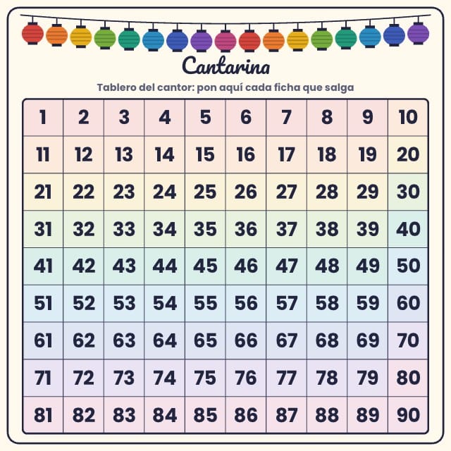 Cartones de bingo para imprimir: Cantarina, tablero y fichas para cantar 1