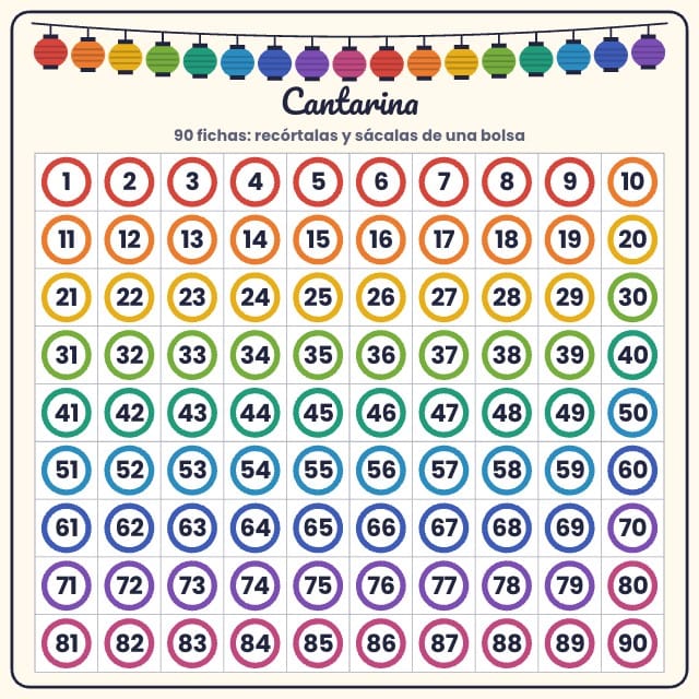 Cartones de bingo para imprimir: Cantarina, tablero y fichas para cantar 2
