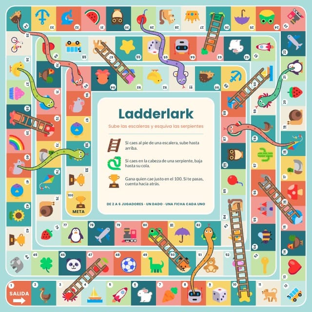 Serpientes y escaleras para imprimir: Ladderlark