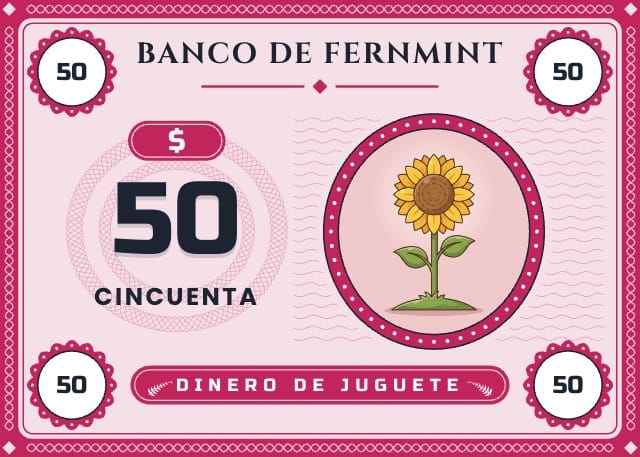 Billetes para imprimir: Fernmint, diseño 6